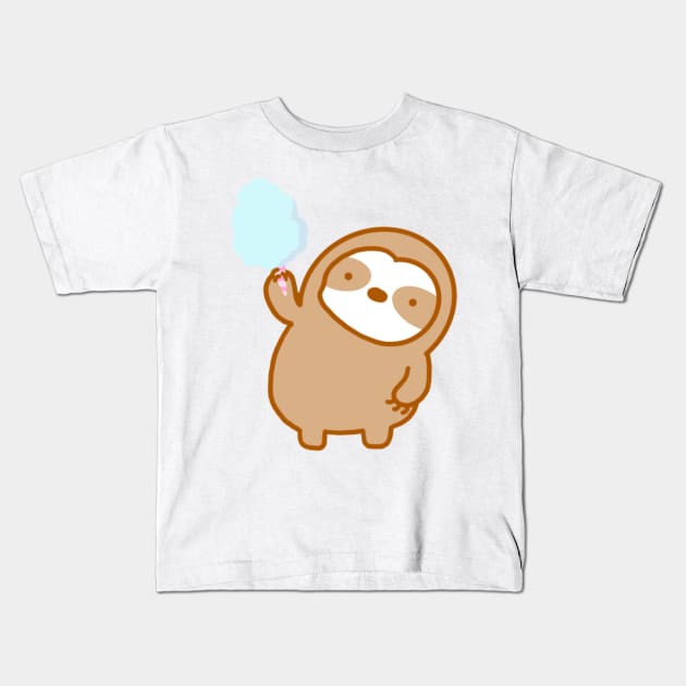 Cute Blue Cotton Candy Sloth Kids T-Shirt by theslothinme